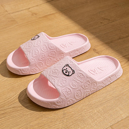 Fashion Women's Slippers Indoor Soft Sole Cartoon Bear Print Slides Bathroom EVA Indoor Men Summer Outdoor Cool Shoes Couple Beauty Fashion