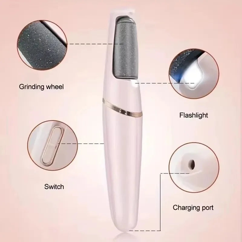 NEW USB Electric Dead Skin Pedicure Automatic Foot Grinder Rechargeable Roller Feet Pedicure Tool with 2 Removable Roller Heads Beauty World Shop