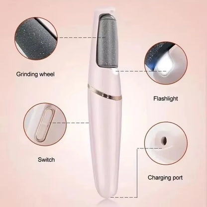NEW USB Electric Dead Skin Pedicure Automatic Foot Grinder Rechargeable Roller Feet Pedicure Tool with 2 Removable Roller Heads Beauty World Shop