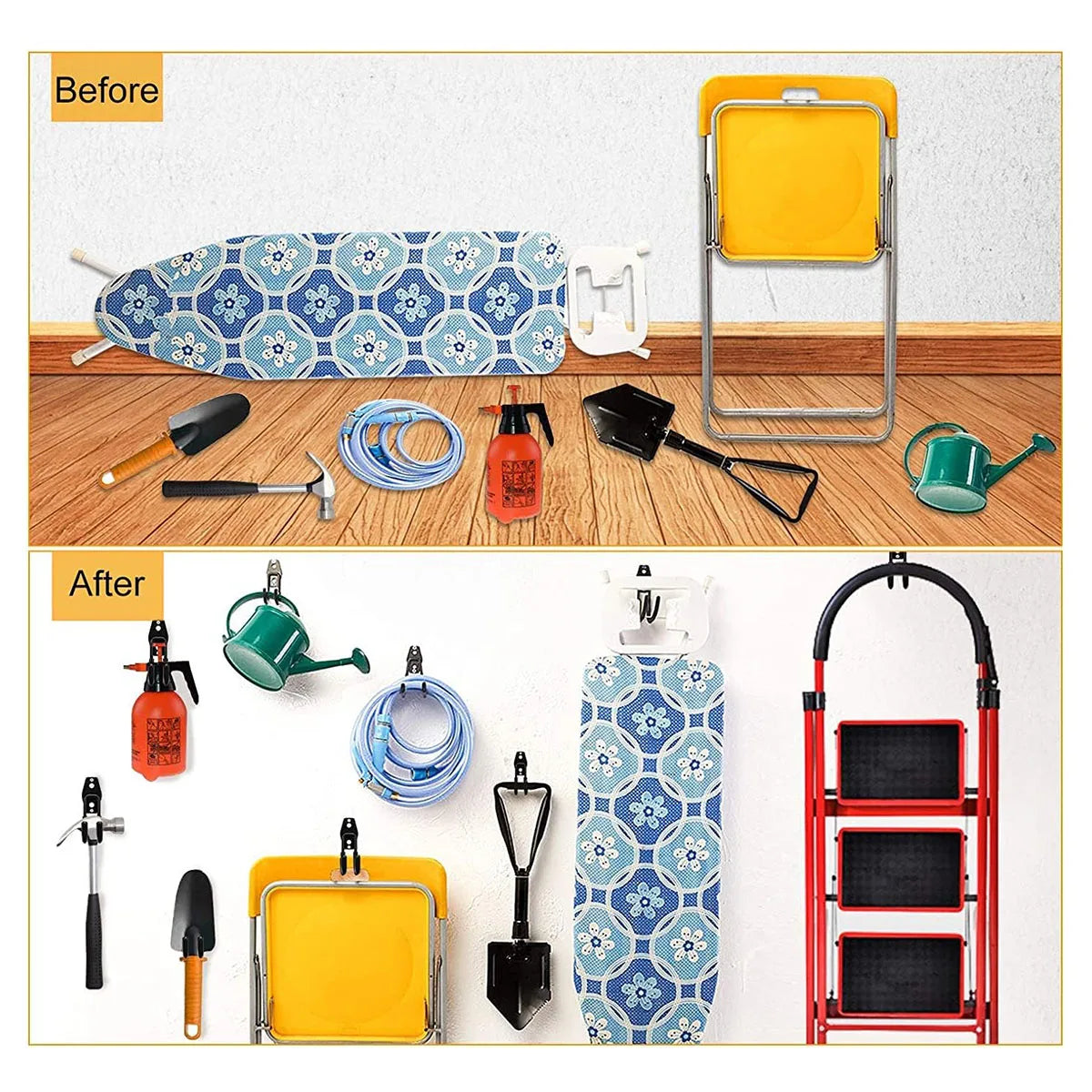 Garage Storage Utility Hooks,Garage Garden Tool Organizer,Hanging Utility Wall Mount Hooks,Heavy Duty Tool Storage Organizer Beauty World Shop