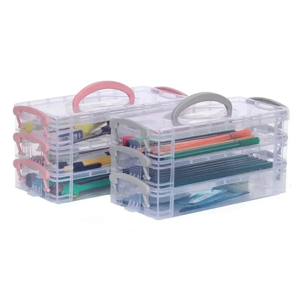 3/6-layer Paintbrush Box Watercolor Detachable Pen Storage Box Color Multi-function Stationery Organizer School Supplies Beauty World Shop