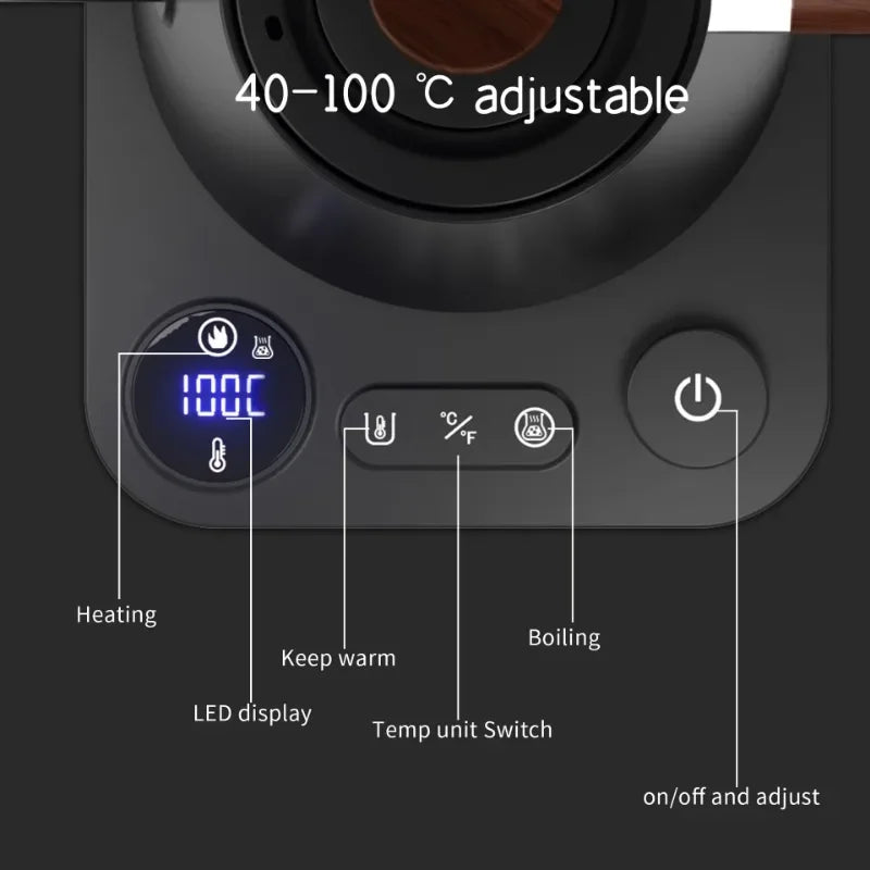 Electric Gooseneck Kettle 900ML Hand Brew Coffee Pot Smart Teapot Temperature Control Pot Rapid Heating Kettle 110v/220v Beauty World Shop