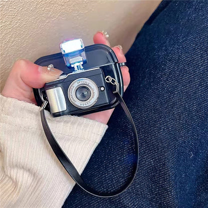 Camera Earphone Case with Strap for Apple Airpods 3 2 1 Pro 3 Pro2 Soft Silicone Headphone Cover for Air Pods 4 2024 Generation