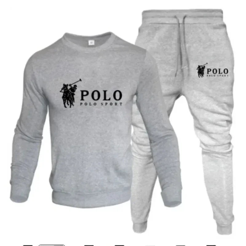 Men's autumn and winter sets of round-neck sweatshirts and jogging pants autumn and winter fashion outdoor fitness and casual Beauty World Shop