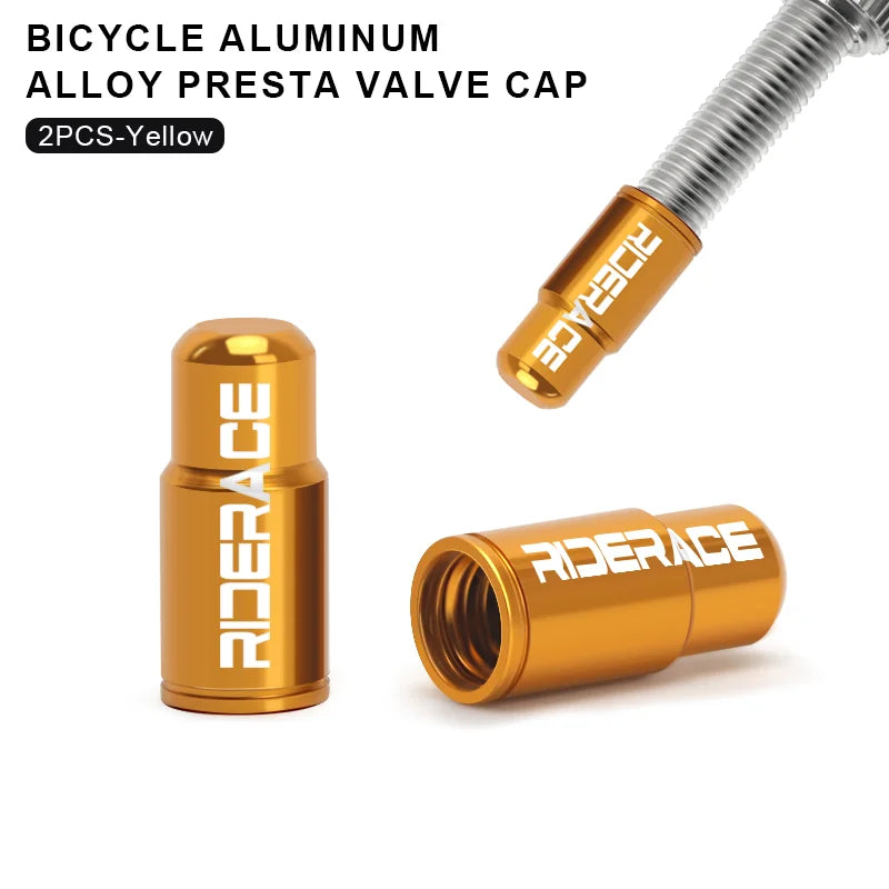 RIDERACE Bicycle Tire Valve Cap Aluminum Alloy CNC MTB Road Bike Tube Tyre Gas Nozzle Cover for FV Presta Valve Dustproof Beauty World Shop