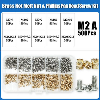 Heat Set Thread Brass Insert Nut and Bolt M2 M3 M4 Soldering Iron Tip Copper Insertion Nut Machine Screw Kit Inserts 3d Printer Beauty World Shop