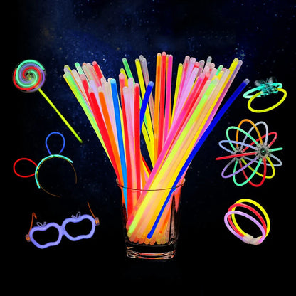 50/100Pcs Fluorescence Sticks Party Multicolor Glowing Stick Bright Colorful Light Bright Bendable Glow Bracelet Party Supplies Beauty World Shop