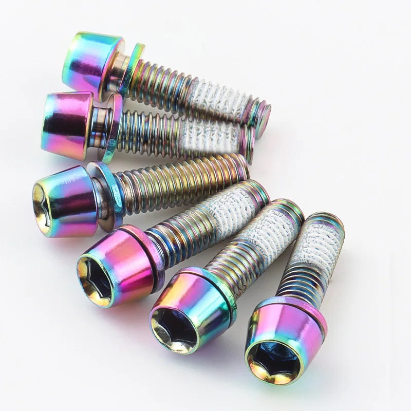 MUQZI 6pcs Stem Bolts M5x17mm Bicycle Handlebar Stem Screw With Washer MTB Road Bike Stem Riser Screw Beauty World Shop