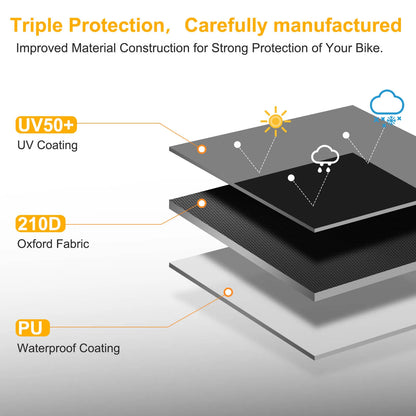 Toptrek Bike Cover 210D Oxford Outdoor Storage Waterproof & Anti-UV Bicycle Cover with Waterproof Membrane for Two Bicycles Beauty World Shop