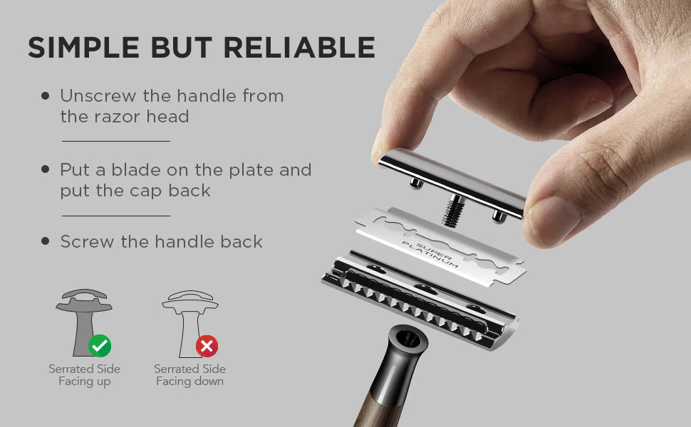 Double Edge Safety Razor, Zinc Alloy Handle Razor with 5 Swiss Stainless Steel Blades, Heavy Duty Eco-Friendly Razor f Beauty World Shop