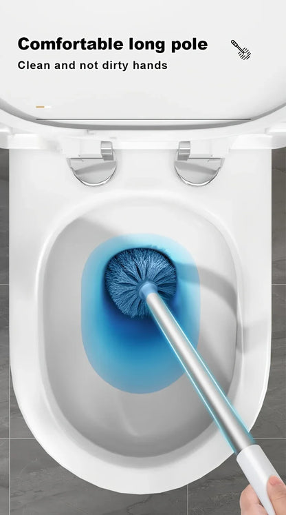 Toilet Brush Set With Holder, Wall Mounted Long Handle Toilet Brush Flexible Toilet Brush Bathroom Brush Cleaning Tools Beauty World Shop