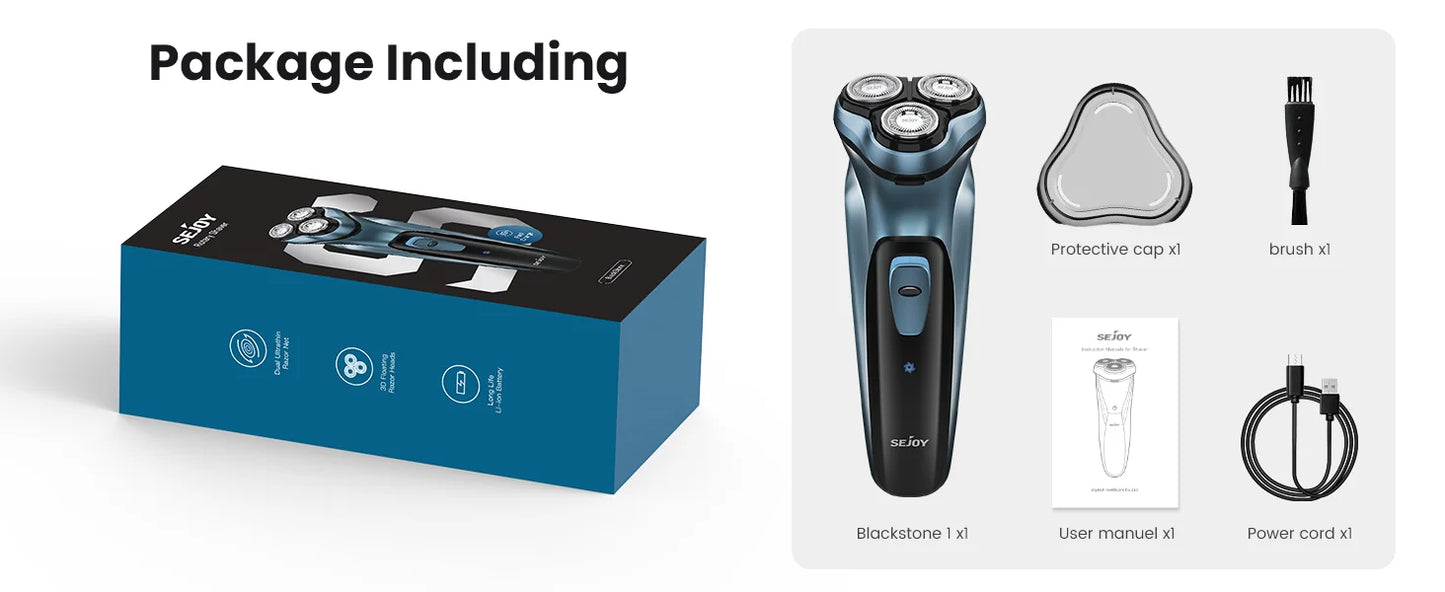 Sejoy Electric Razor for Men Rechargeable Electric Shavers Rotary Portable Travel Razor Idea Gift Beard Trimmer