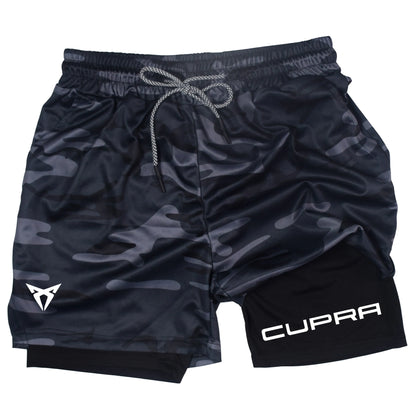Men's Two-in-one Sports Shorts Breathable Casual Quick-drying Double-layer Shorts Summer Running Sportswear Bottoms M-3XL
