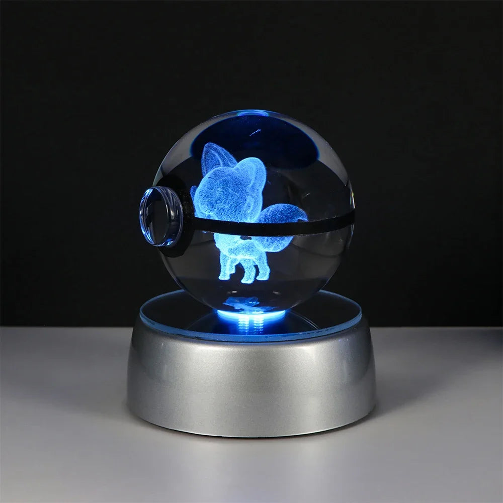 Pokemon Crystal Ball Pikachu Gengar Eevee Mewtwo Lacario Anime Game Pokeball Led Night Light Base Kids Birthday Gift Home Decor Beauty World Shop