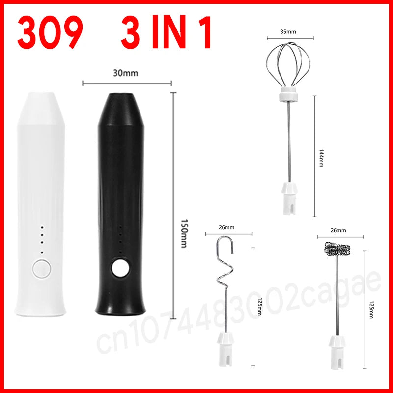 UPGRADED Electric Coffee Frother/MILK Whisk+Egg Beater MINI Food Blender USB Rechargeable Handheld Three Speeds Espresso Tools Beauty World Shop