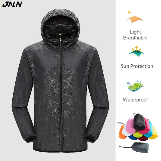 JNLN Men Women Waterproof Hiking Jackets Quick Dry Camping Windbreaker Unisex Outdoor Trekking Raincoat Anti UV Packable Clothes Beauty World Shop