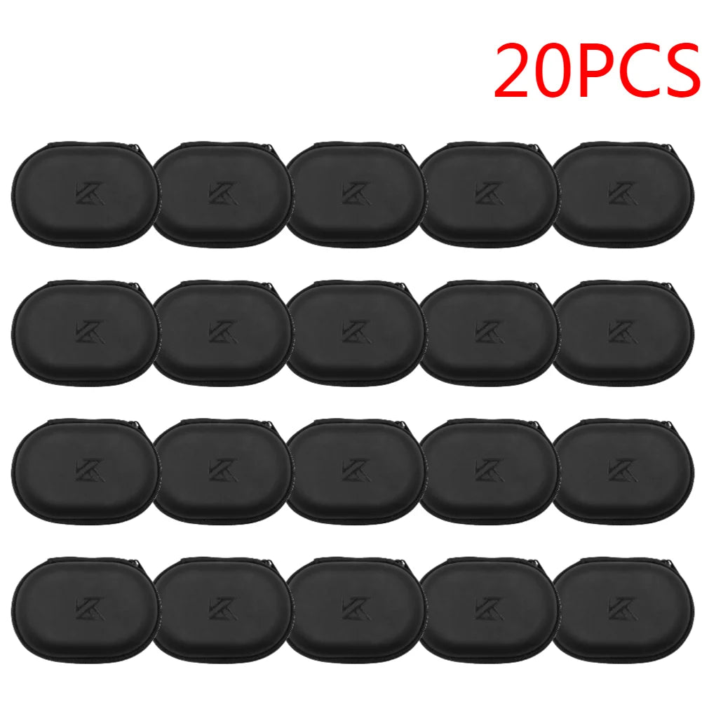1-20PCS KZ Earphones Oval Storage Bag Wired Headphones PU Zipper Storage Box Portable Hold Case Container for KZ BA10 AS10 ES4