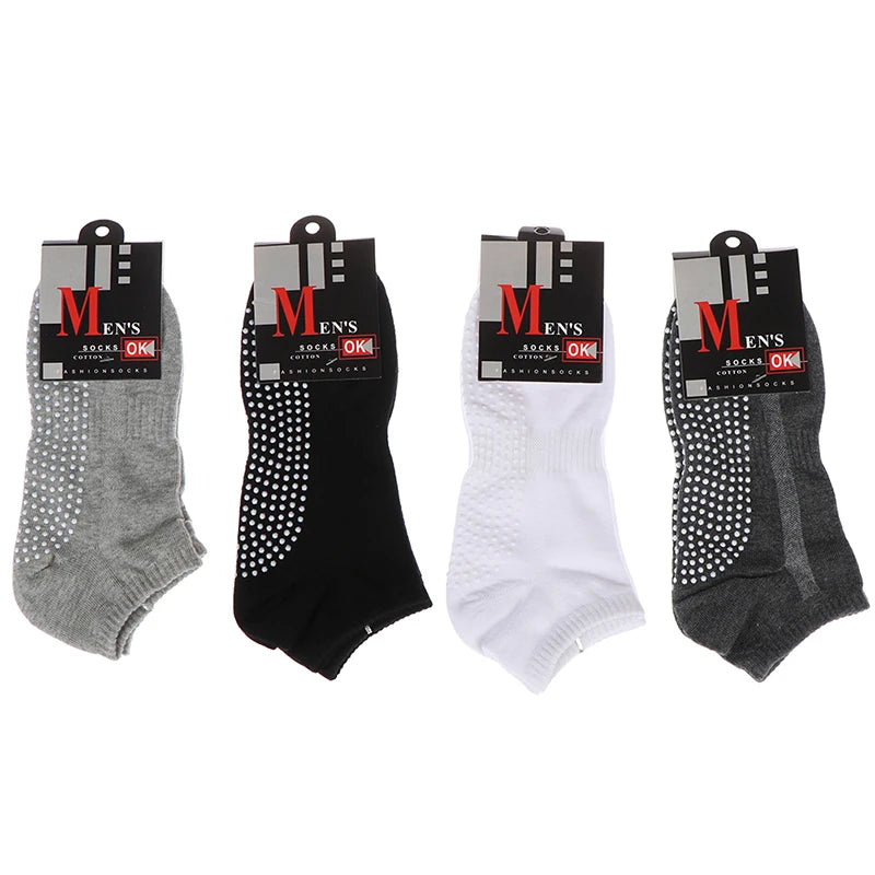 1pair Men's Cotton Non-slip Yoga Socks With Grips Breathable Anti Skid Floor Socks For Pilates Gym Fitness Size 39-44 Beauty World Shop