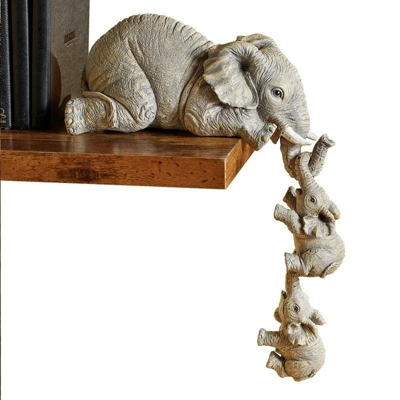3pcs/set Cute Elephant Figurines Elephant Holding Baby Elephant Resin Crafts Home Furnishing Gift Beauty Fashion
