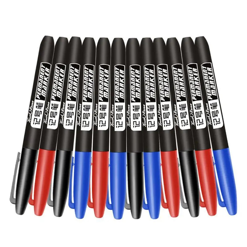 6 Pcs/Set Permanent Art Marker Pen Fine Point Waterproof Ink Thin Nib Crude Nib Black Blue Red Ink 1.5mm Fine Color Marker Pens Beauty World Shop