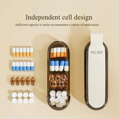 Portable Colorful 3 Spaces Medicine Case Health Care Container Case Pill Box Splitters Travel Pill Box Tiny Box Easy to Carry Beauty World Shop