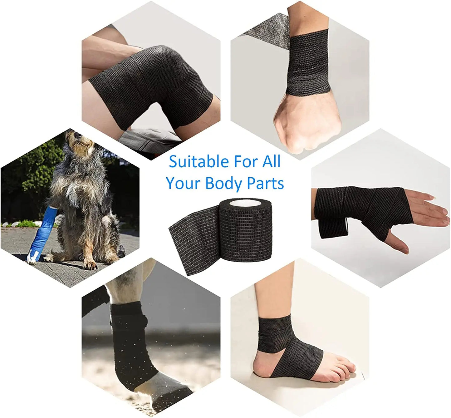 3/6/12/24/48 PCS Tattoo Grip Cover Wrap Disposable Black  Bandage For Tattoo Grip Bandage Machine Tape Tube Accessories Beauty World Shop