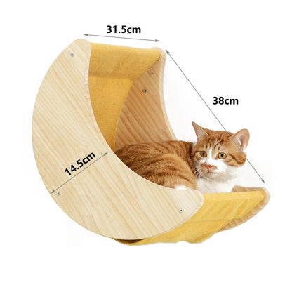 Cat Wall Hiding House Hammock Climbing Shelves Moon Perches Bed Ladder Solid Wood Steps For Activity Indoor Cats Wall Furniture Beauty World Shop