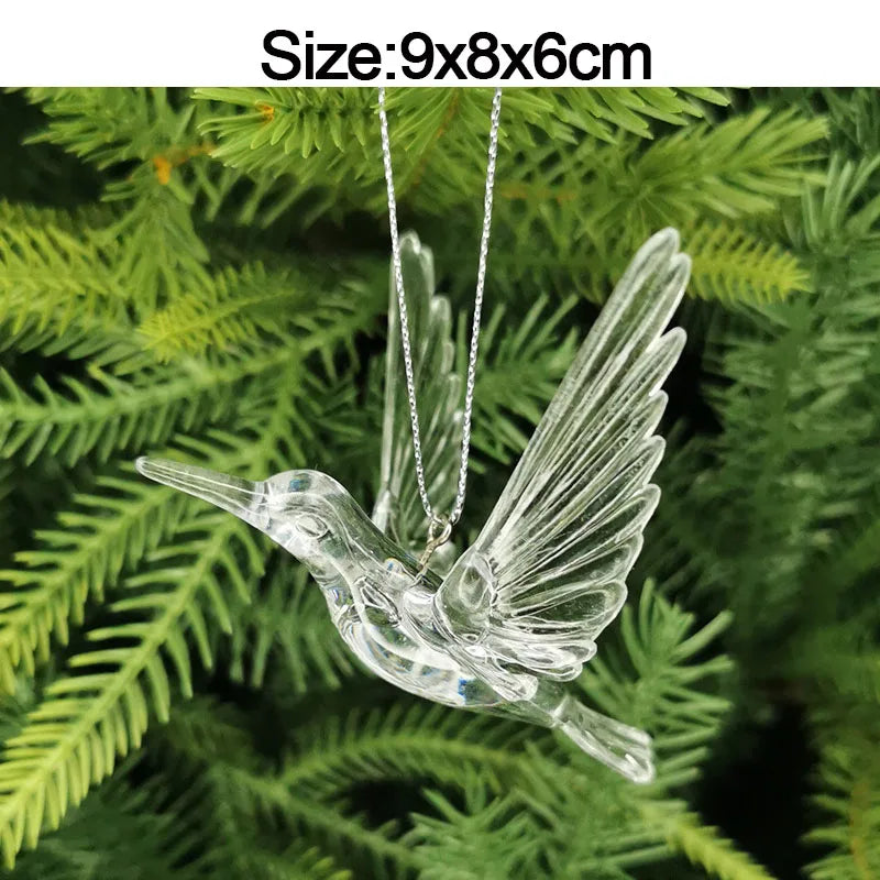 5pcs Christmas Home Decorations Crystal Acrylic Ornaments Snowflake Elk Xmas Tree Hanging Pendants Navidad 2025 New Year Gift Beauty World Shop
