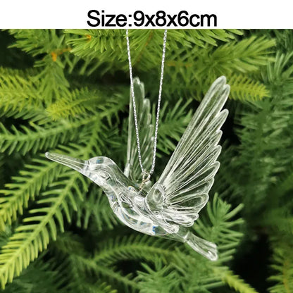 5pcs Christmas Home Decorations Crystal Acrylic Ornaments Snowflake Elk Xmas Tree Hanging Pendants Navidad 2025 New Year Gift Beauty World Shop