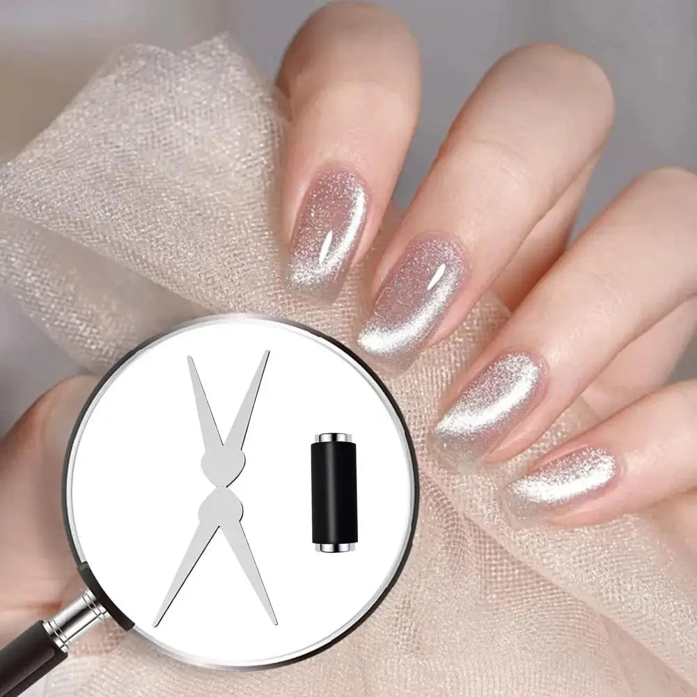 Double-head French Nail Art Magnet Set Cat Eye Magnetic Rod Combination Nail Art DIY V-Shaped Effect Gel Nail Polish Magnet Beauty Trend Shop