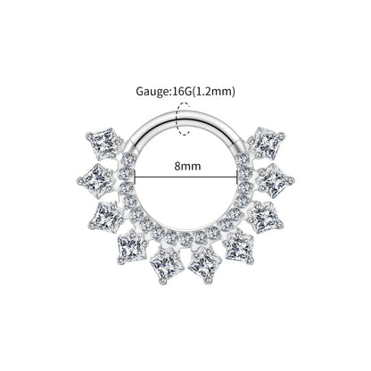 Right Grand ASTM F136 Titanium 16G CZ Hinged Clicker Segment Hoop Ring 8mm/10mm Daith Helix Earring Septum Nose Piercing Jewelry Beauty World Shop