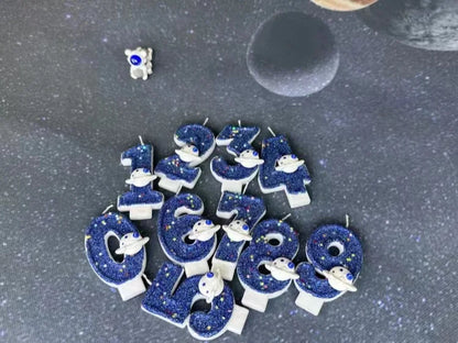 DIY Planet themed Spaceship 0-9 DIY digital candle Dark Blue Birthday candle Outer space themed party cake decoration Beauty World Shop