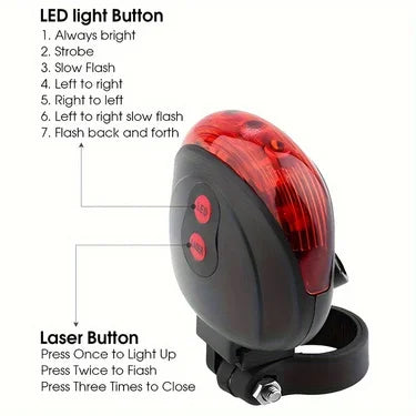Bicycle Bike LED Lights 2 Lasers 5 LED Waterproof Cycling Taillight Safety Warning Taillight MTB Bike Rear Tail Lights Beauty World Shop