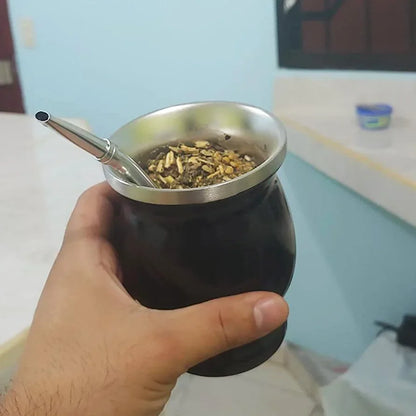 Yerba Mate Cup 304 Stainless Steel Double Wall 8oz Argentine Yerba Mate Gourd With Bombillas and Cleaning Brush Beauty Trend Shop