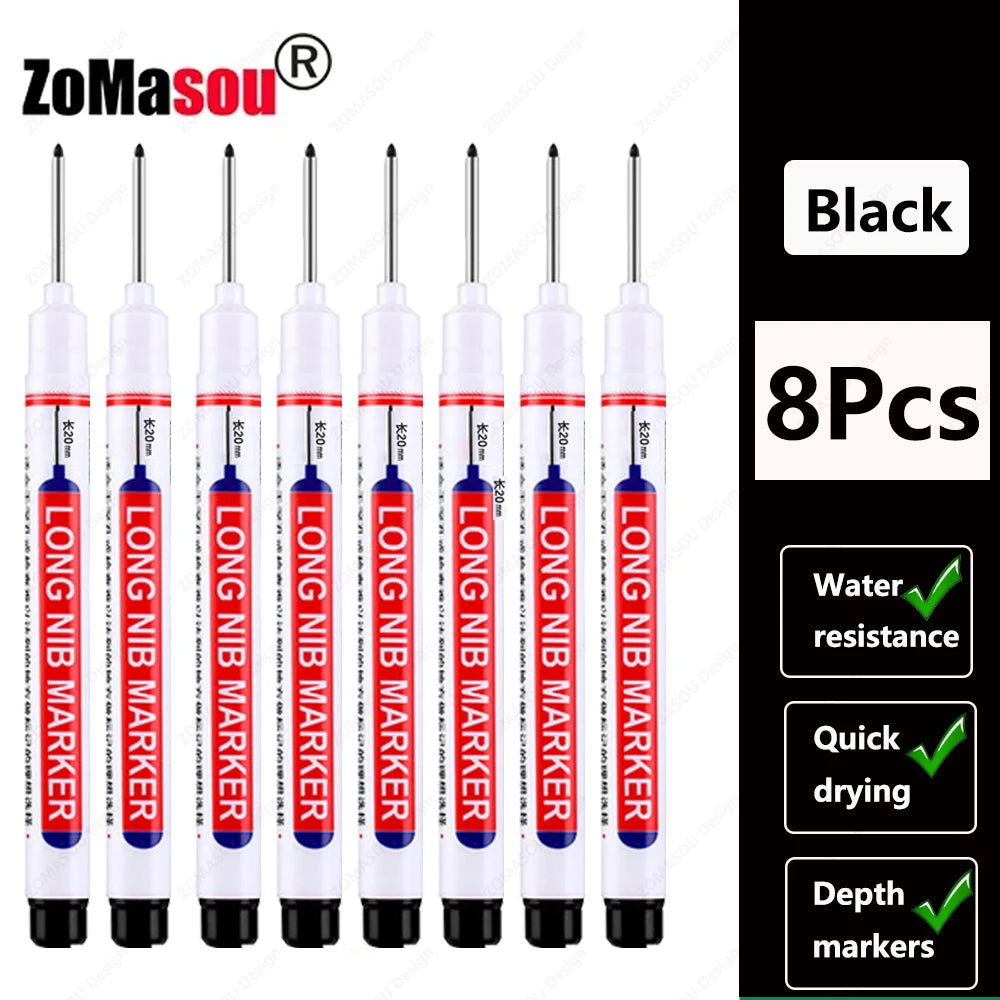 1-100Pcs 2cm Waterproof Long Head Markers Deep Hole Marker Pen for Metal Carpenter Red/Black/Blue/Green Ink Woodworking Tools Beauty World Shop