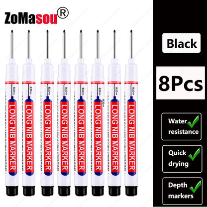 1-100Pcs 2cm Waterproof Long Head Markers Deep Hole Marker Pen for Metal Carpenter Red/Black/Blue/Green Ink Woodworking Tools Beauty World Shop