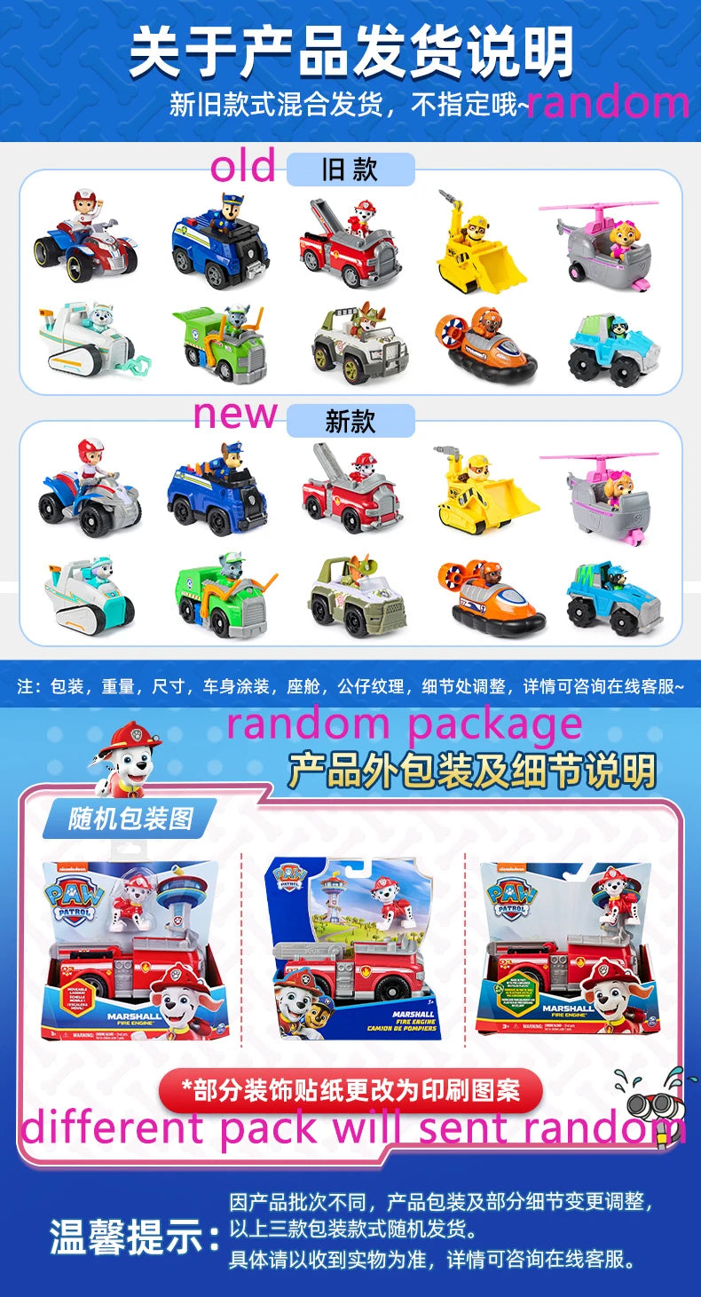 10kinds Genuine Paw Patrol Everest Ryder Rex Skye Chase Rocky Zuma Vehicle with Collectible Figure Birthday Gift Children Toy Beauty World Shop