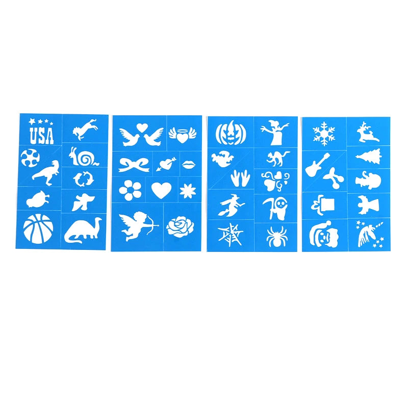 Halloween Face Kids Tattoos Templates Painted Stencils Glitter Airbrush Child Face Paint Tattoos Stencil (Random Patterns) Beauty World Shop