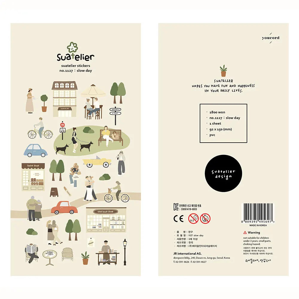 Korean Brand Suatelier Collection Daily Food Vlog Stickers DIY Scrapbooking Journey Diary Stationery Stickers Supplies Beauty World Shop