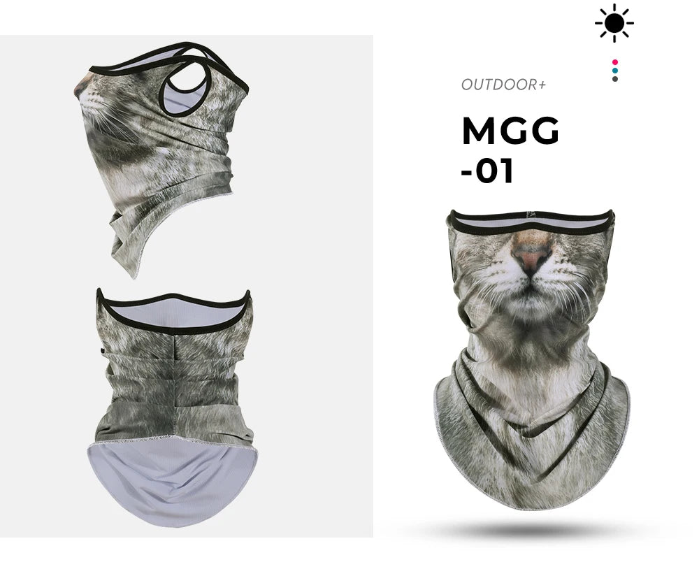 3D Animals Magic Scarf Bandana Breathable Neck Warmer Gaiter Hanging Ear Outdoor Sports Triangle Face Mask Neckerchief Summer Beauty World Shop