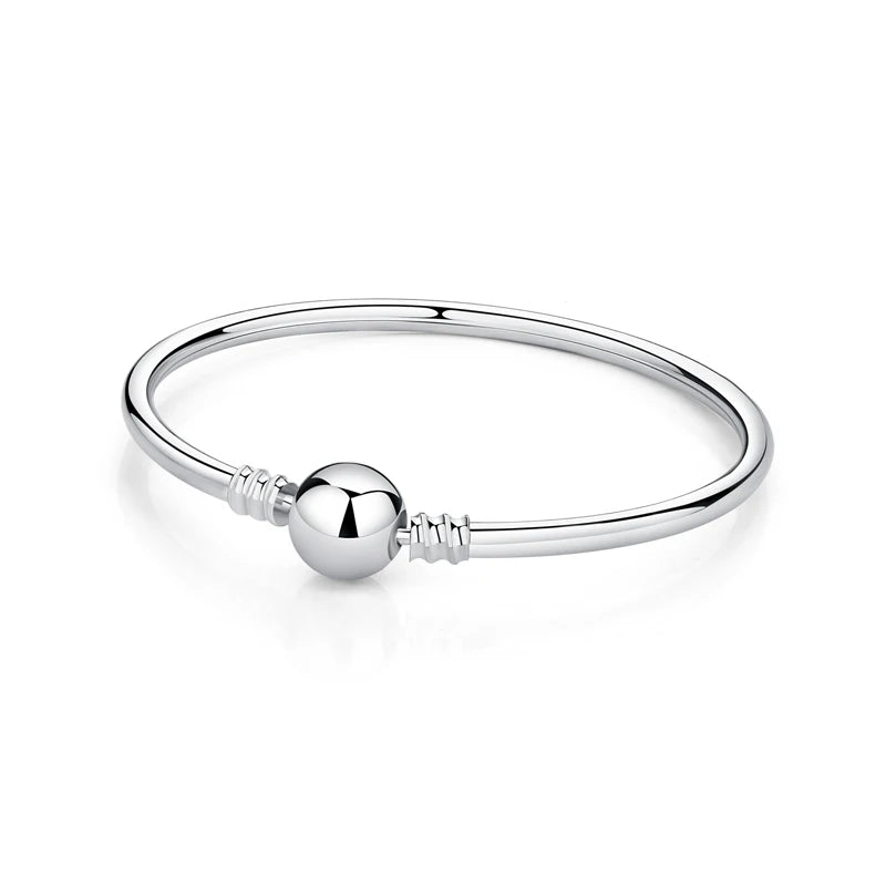Original 925 Sterling Silver Bracelets Bangles Love Heart Clip Charms Beads Snake Chains For Women Rose Gold DIY Luxury Jewelry Beauty World Shop