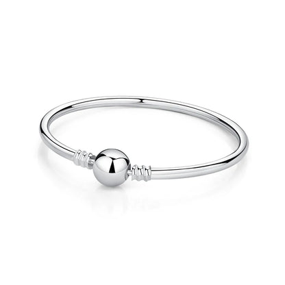 Original 925 Sterling Silver Bracelets Bangles Love Heart Clip Charms Beads Snake Chains For Women Rose Gold DIY Luxury Jewelry Beauty World Shop