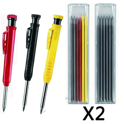 Solid Carpenter Pencil Set Woodworking Tools Mechanical Pencil 5 Colors Refill Construction Job Tools Carpentry Marking Scriber Beauty World Shop