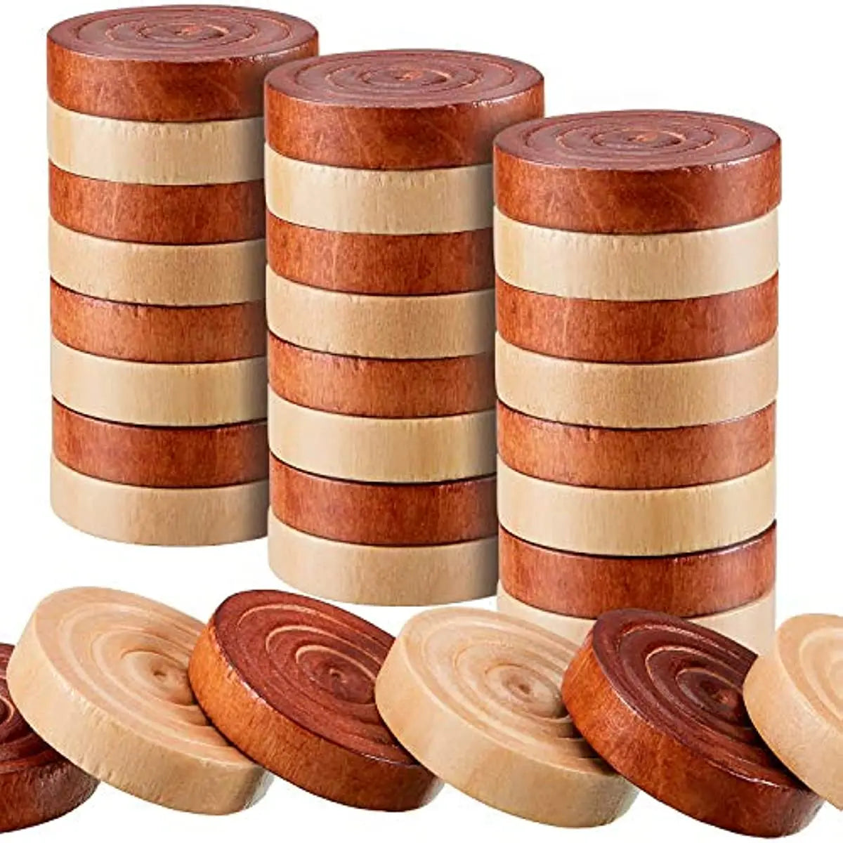 30Pcs/set Wooden Round Checkers Pieces For Backgammon Chess Game Accessories Beauty World Shop