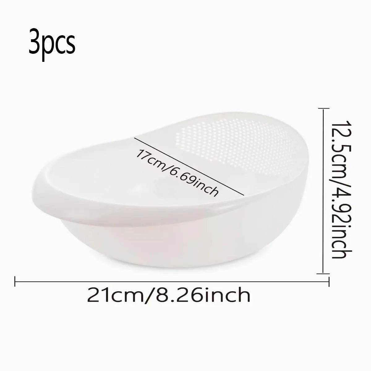 1/3pcs- Colander Rice Bowl Drain Basket Fruit Bowl Washing Drain Basket with Handle Washing Basket Home Kitchen Organizer Beauty World Shop