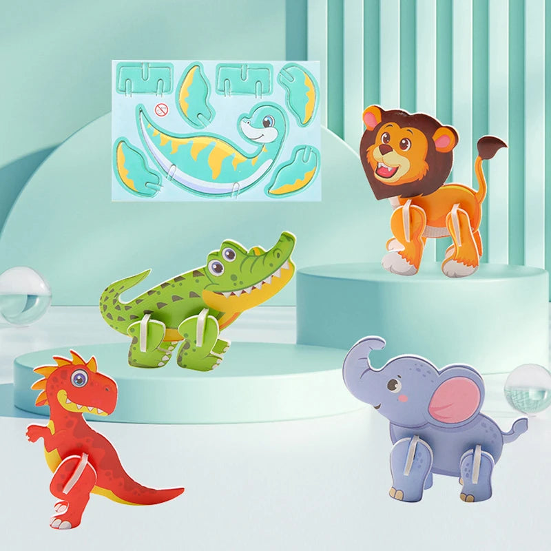 30pcs 3D Jurassic Dinosaur Cute Animals Enlightenment Paper Puzzle Puzzle Puzzle Cartoon Learning Education Puzzle Christmas Toy Beauty World Shop