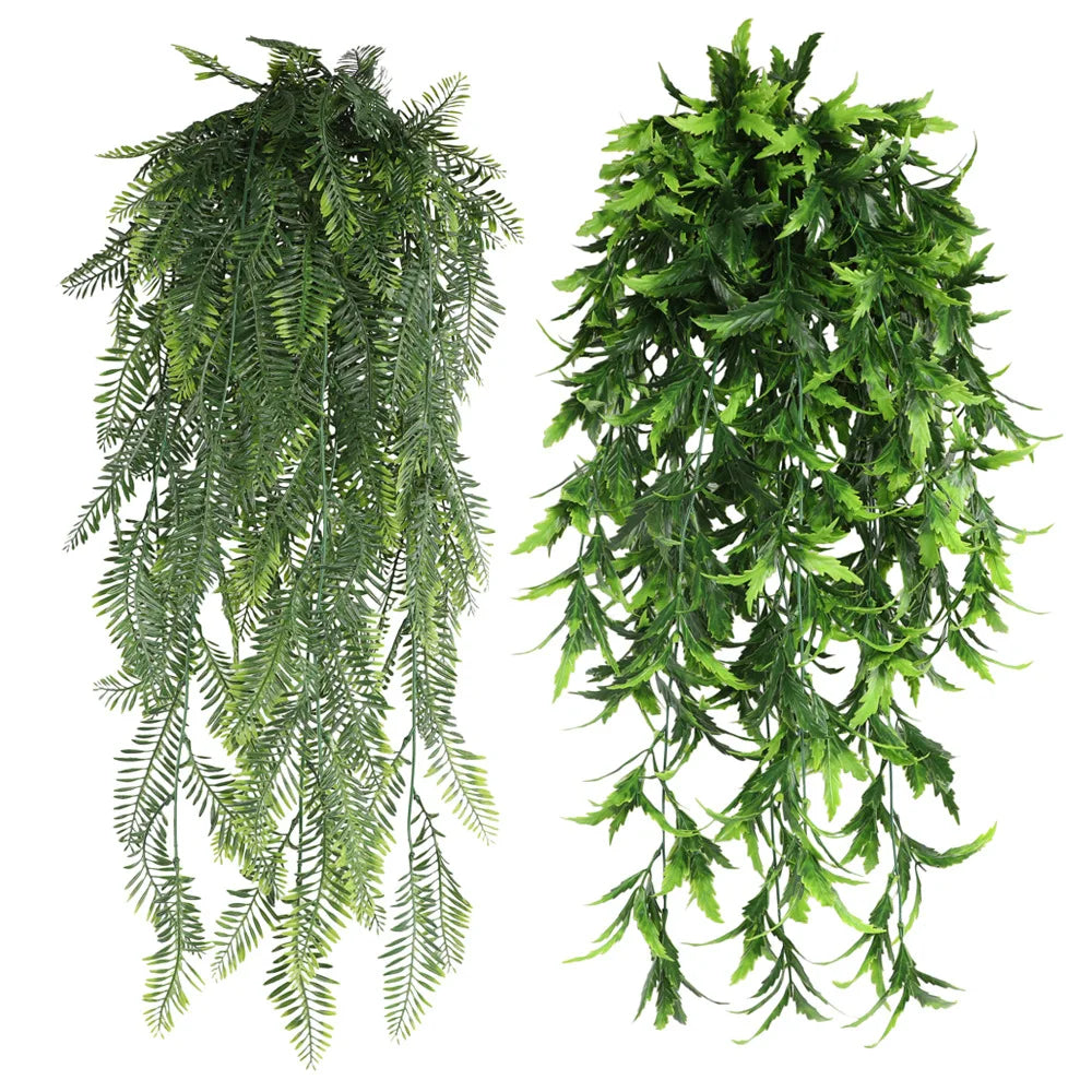 90cm Persian fern Leaves Vines Home Room Decor Hanging Artificial Plant Plastic Leaf Grass Wedding Party Wall Balcony Decoration Beauty World Shop
