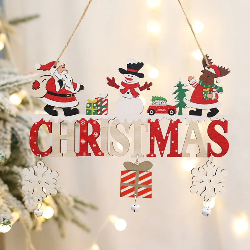 Gnome Santa Claus Wooden Hanging Ornament 2024 Merry Christmas Decoration for Home Door Xmas Tree Pendants Navidad New Year 2025 Beauty World Shop