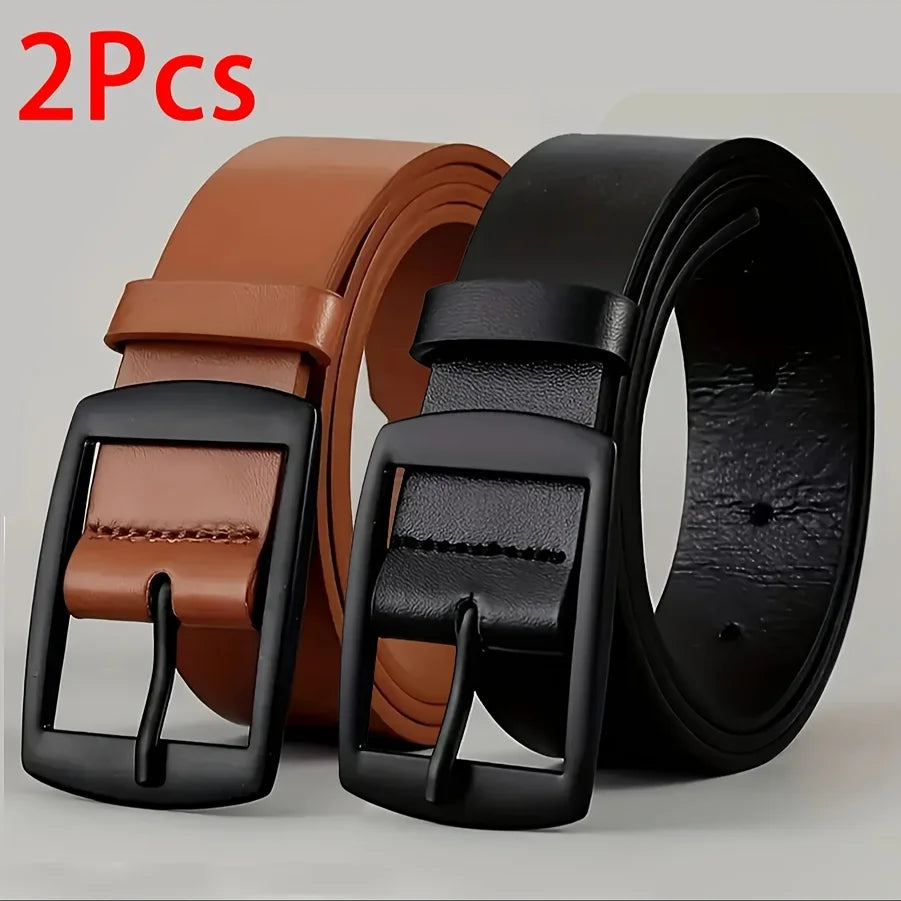 New Luxury Belt for Men PU Leather Belt Metal Pin Buckle High Quality Famous Brand Designer Waist Strap Belt for Jeans Plus Size Beauty World Shop