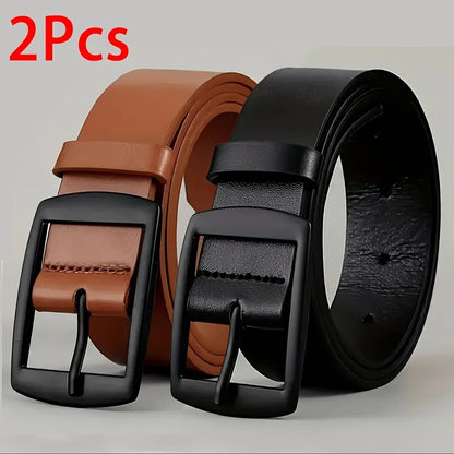 New Luxury Belt for Men PU Leather Belt Metal Pin Buckle High Quality Famous Brand Designer Waist Strap Belt for Jeans Plus Size Beauty World Shop
